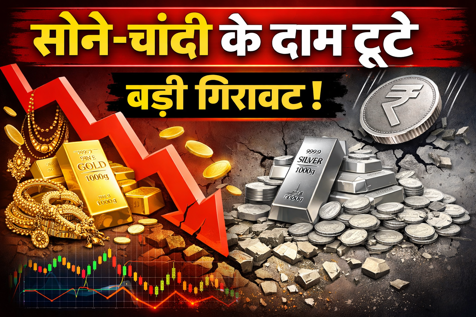 सोने-चांदी की कीमतों में 40 साल की सबसे बड़ी गिरावट: सोना ₹1.40 लाख और चांदी ₹2.19 लाख पर पहुंची; 24 दिन में भारी क्रैश